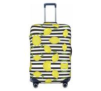 XTYGETY Funda protectora de equipaje con estampado de frutas azules y amarillas, se adapta a maletas de 18 a 32 pulgadas, artículos esenciales de viaje, Black, XL