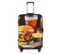 XTYGETY Funda protectora de equipaje con estampado de hamburguesas y patas de pollo para maletas de 18 a 32 pulgadas, artículos esenciales de viaje, Black, L