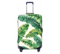 XTYGETY Funda protectora de equipaje con estampado de hojas de plátano y palmera tropicales, se adapta a maletas de 18 a 32 pulgadas, artículos esenciales de viaje, Black, XL