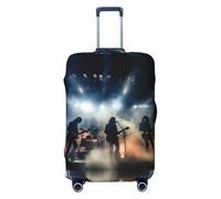 XTYGETY Funda protectora de equipaje con estampado de música ahumada negra para maletas de 18 a 32 pulgadas, artículos esenciales de viaje, Black, L
