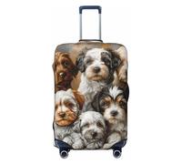 XTYGETY Funda protectora de equipaje con estampado de perros de cachorros para maletas de 18 a 32 pulgadas, artículos esenciales de viaje, Black, XL