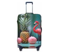 XTYGETY Funda protectora de equipaje con estampado de piñas y flamencos rojos, se adapta a maletas de 18 a 32 pulgadas, artículos esenciales de viaje, Black, L