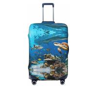 XTYGETY Funda protectora para maleta, con estampado de tortugas marinas, se adapta a maletas de 18 a 32 pulgadas, artículos esenciales de viaje, Black, S