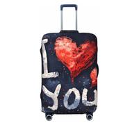 XTYGETY Funda protectora para maleta, con texto en inglés "I Love You Words with Hearts" para maletas de 45.7 cm a 81.3 cm, artículos esenciales de viaje, Black, S