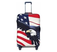 XTYGETY Funda protectora para maleta, diseño de bandera americana con diseño de águila y mosca de 1 pulgadas, para maletas de 18 a 32 pulgadas, artículos esenciales de viaje, Black, L