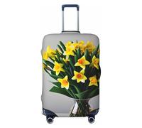 XTYGETY Funda protectora para maleta, diseño de ramo de narcisos, se adapta a maletas de 18 a 32 pulgadas, artículos esenciales de viaje, Black, L