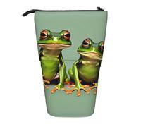XTYGETY Funny Green Frogs - Estuche telescópico de tela Oxford para lápices, práctico y versátil