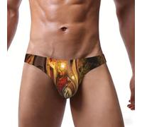 XTYGETY Italian Old Street Print - Ropa interior de bikini para hombre, de talle bajo, Negro, L