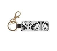 XTYGETY Llavero de piel sintética con estampado de notas musicales en blanco y negro para hombres y mujeres