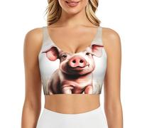 XTYGETY Naughty Pigs 1 - Brasier deportivo estampado para mujer, brasier de entrenamiento con copas extraíbles, para yoga, gimnasio, atletismo, Negro, XL