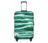 XTYGETY Ocean Green Wave Surf 01 - Funda protectora para maleta, para maletas de 18 a 32 pulgadas, esenciales de viaje, Black, M