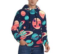 XTYGETY Sudadera con capucha para hombre con estampado de planetas espaciales, suaves, para uso diario, hogar, viajes, Negro, 4XL