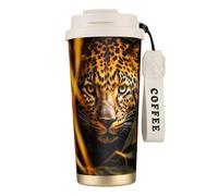 XTYGETY Taza de viaje de acero inoxidable con estampado de leopardo, taza de café aislada para bebidas frías y calientes