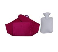 XTYPE 1 juego de bolsa de botella de agua caliente con cubierta de cintura de felpa para aliviar el dolor, bolsa de cintura cálida para el estómago, envoltura de banda de calentamiento abdominal (color: morado)