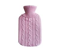 XTYPE Botella de agua caliente de 2000 ml de color sólido PVC silicona termo cubierta de punto suave extraíble y lavable suministros de calentador de manos de invierno (color: rosa)