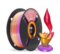 XTZL3D PLA+ Filamento de impresión 3D de seda tricolor, 3-en-1 coextruido, alta velocidad Filamento tricromático, Diámetro 1.75mm Precisión dimensional +/-0.02mm,1kg - Rojo-Dorado-Púrpura