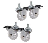 XUAN Juego De 4 Ruedas Giratorias Ruedas para Muebles Transparente con Freno Ruedas De Transporte con Perno M8×15mm Ruedas De Poliuretano 50mm