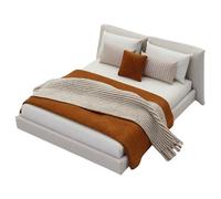 Xuancai 1/20 Casas de muñecas accesorio para dormitorio, cama doble color crema con ropa de cama, diseño interior realista, proyecto de manualidades, accesorios de paisaje, casas de muñecas