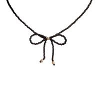 Xuancai Cadena de clavícula de lazo de moda para mujeres y niñas, collar de cuentas coloridas hecho a mano, gargantilla ajustable, joyería elegante, talla única, como se describe, como se describe