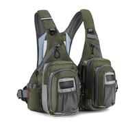 Xuancai Chaleco de pesca con mosca ajustable para exteriores, bolsa de aparejos con múltiples bolsillos, mochila de aparejos fácil de usar, peso ligero, portátil, paquete de pecho de pesca