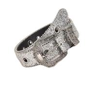 Xuancai Cinturón de cintura con hebillas de patrón grabado para uso diario, polvo brillante para eventos nocturnos, accesorio llamativo para mujer, cintura brillante, plata, B