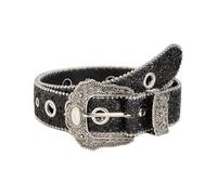 Xuancai Cinturón de cintura con hebillas grabadas para uso diario, polvo brillante para eventos nocturnos, accesorio llamativo para mujer, cintura brillante, Negro, D
