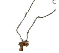 Xuancai Collar de piedra de ojo de animal manchado de moda, elegante collar con colgante de hongo, cadena de cuello inspirada en la naturaleza y a la moda