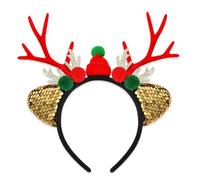 Xuancai Diadema de cuernos de reno de Navidad, diadema única de cuernos de reno blancos para bailes de máscaras de Navidad y fiesta de celebración