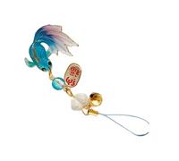 Xuancai Dije de teléfono con cuentas de estrella de pez colorido, hecho a mano, acrílico resistente, accesorio de moda para un aspecto moderno, uso diario, dije de pez de la suerte, azul, Talla única