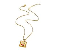 Xuancai Elegante collar con dije de fruta, cadena de clavícula de longitud ajustable, elegante cadena de cuello de acero inoxidable 316L, accesorios para mujer, colgante de artesanía por goteo de