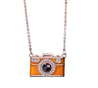 Xuancai Elegante collar de cámara de cobre con función de proyección de 100 idiomas, cadena ajustable para exploración cultural, traductor de idiomas, regalo de joyería, talla única, como se describe