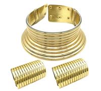 Xuancai Elegante juego de collar dorado inspirado en la tribu de cuello largo que establece tendencia, gargantilla étnica y colgante de oreja para los amantes de la moda