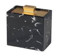 Xuancai Elegante soporte para palillos de dientes de resina con tapa a prueba de polvo para hotel, restaurante, mesa, patrón de mármol, hisopo de algodón, dispensador de palillos de dientes de diseño