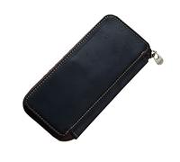 Xuancai Estuche para pluma estilográfica, de piel, con cremallera, 3 ranuras, compartimento grande para tarjetas de efectivo, funda para adultos, bolsa enrollable para hombres, Black
