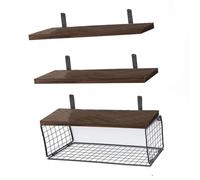 Xuancai Juego de 3 estantes flotantes de madera para montar en la pared, para almacenamiento sobre el inodoro, ahorro de espacio, diseños eficientes, decoración de granja