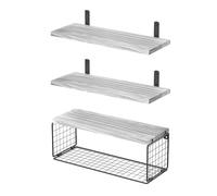 Xuancai Juego de 3 estantes flotantes de madera para montar en la pared, para almacenamiento sobre el inodoro, ahorro de espacio, diseños eficientes, decoración de granja