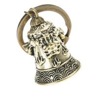 Xuancai Llavero de aleación con mantra, campanas, adorno elegante para llaves de coche y decoración del hogar, llavero de mantra budista, Tres campanas de león, M