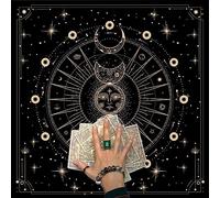 Xuancai Mantel cuadrado de franela para tarot, juego de mesa, diseño de oráculos astrológicos, mantel de cartas de adivinaciones, tapete de cartas de tarot para leer adivinaciones, mantel de mesa de