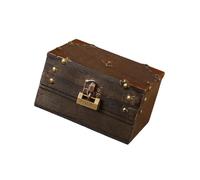 Xuancai Mysterious Organizers - Cofre pirata de madera resistente con diseño de cerradura de rompecabezas, accesorio para decoración nostálgica del hogar y la oficina, baúl de almacenamiento