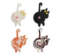 Xuancai Paquete de 4 posavasos absorbentes de punto con diseño de gatos, resistentes al calor, antideslizantes, para bebidas, decoración moderna de mesa, posavasos de punto