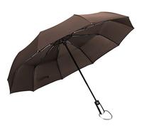 XuanMax Paraguas Plegable Automático Antiviento 10 Varillas Reforzadas Paraguas Compacto y Resistente al Viento Paraguas De Viaje Travel Umbrella - Marrón