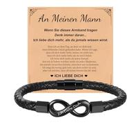 XUANPAI Pulsera de San Valentín para hombre, regalos personalizados, pulsera de piel para hombre con nombre grabado, pulsera trenzada de piel, infinito, regalo de aniversario, regalo para hombres, Sin