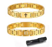 XUANPAI Pulsera para hombre de acero inoxidable con cruz de Jesucristo, crucifijo, pulsera ajustable con cierre de mordaza, regalo para hijo, papá, marido, hermano, confirmación, Navidad, Kleine