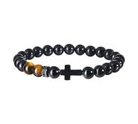 XUANPAI Pulsera para hombre de acero inoxidable con cruz de Jesucristo, crucifijo, pulsera ajustable con cierre de mordaza, regalo para hijo, papá, marido, hermano, confirmación, Navidad