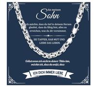 XUANPAI Sohn Geschenke Halskette Herren Silber - An mein Sohn Kette Kubanische Edelstahl Ketten Hip Hop Halskette für Männer Jungs Geburtstag Geschenk für Sohn 6mm 50cm, 50cm-6MM, Acero inoxidable, No