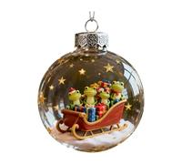 Xuanxi Adorno de animales de Navidad, colgante de esfera acrílica inastillable para árbol de Navidad, repisas, mesa, decoración de día festivo, decoración acrílica