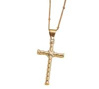 Xuanxi Elegante collar con colgante de cruces, resistente al deslustre, accesorio de joyería para personalizar la expresión y la fe, colgante de cruces de hip hop, Bead chain, como se describe, como
