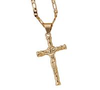 Xuanxi Elegante collar con colgante de cruz, resistente al deslustre, accesorio de joyería para personalizar la expresión y la fe, colgante de cruces de hip hop, Figaro Chain, como se describe, como