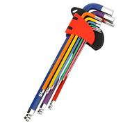 Xuanxi Juego de herramientas manuales codificadas por colores, llaves hexagonales de varios tamaños, resistentes a la corrosión, aleación de acero, ahorro de espacio, resistente al desgaste