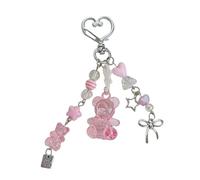 Xuanxi Llavero fino de oso de colofonia con acabado de cristal, bolsa de teléfono flexible para adolescentes, cinturón de teléfono transparente, B, Talla única